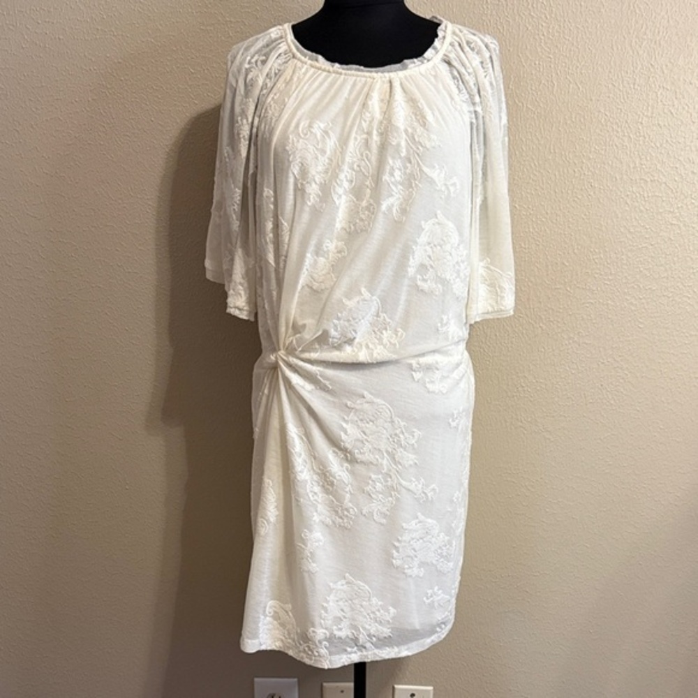 Anthropologie Cream Lace Long Sleeve Dress